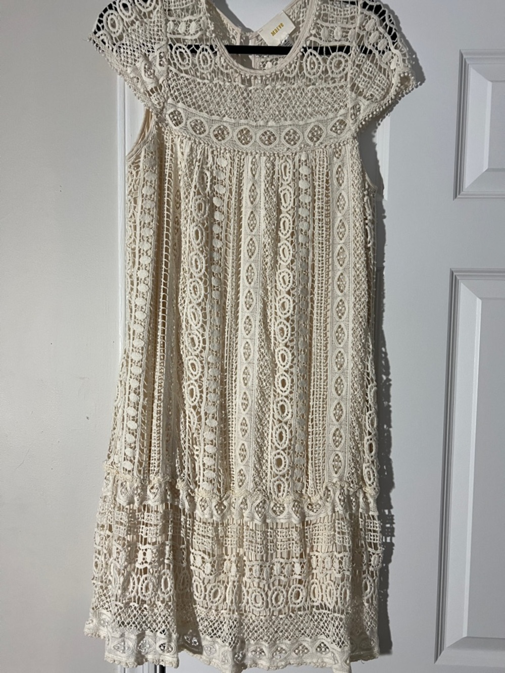 Maeve Cream Crochet Lace Midi Dress